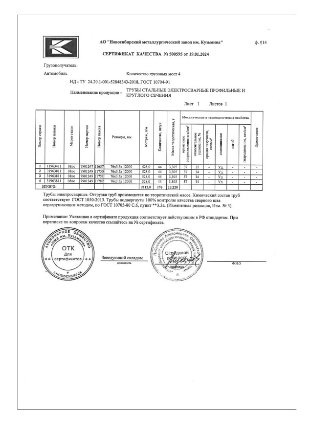 Труба электросварная ЭСВ 76х3,5