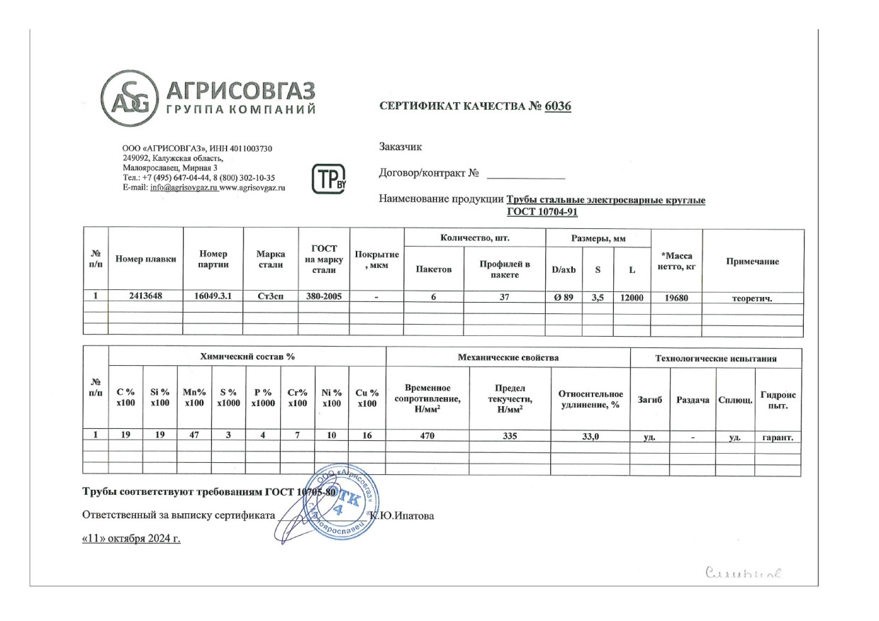 Труба электросварная ЭСВ 89х3,5