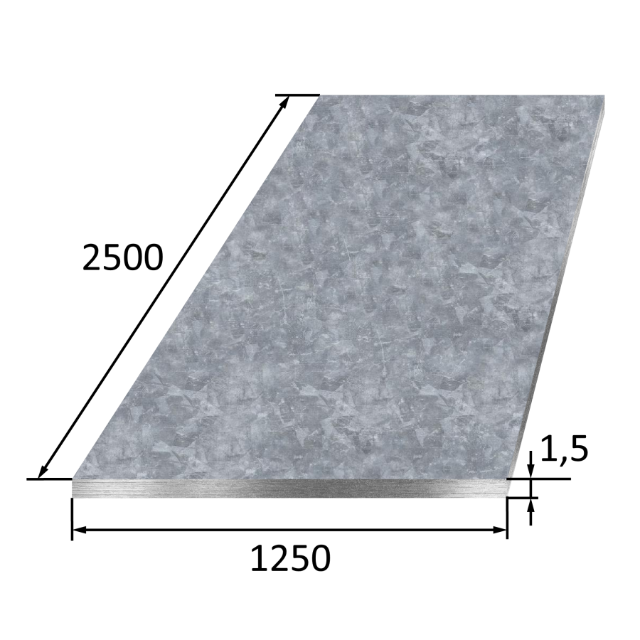 Лист оцинкованный 1,5х1250х2500